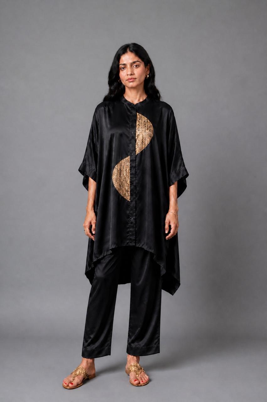 ZOHA ANTI  FIT SHIRT BLACK SET (SET OF TWO PCS)