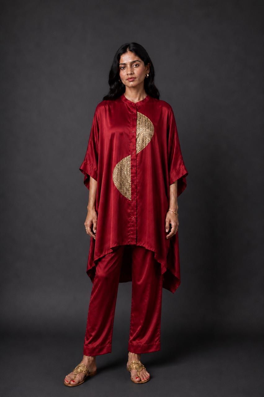 ZOHA ANTI  FIT SHIRT RED SET (SET OF TWO PCS)