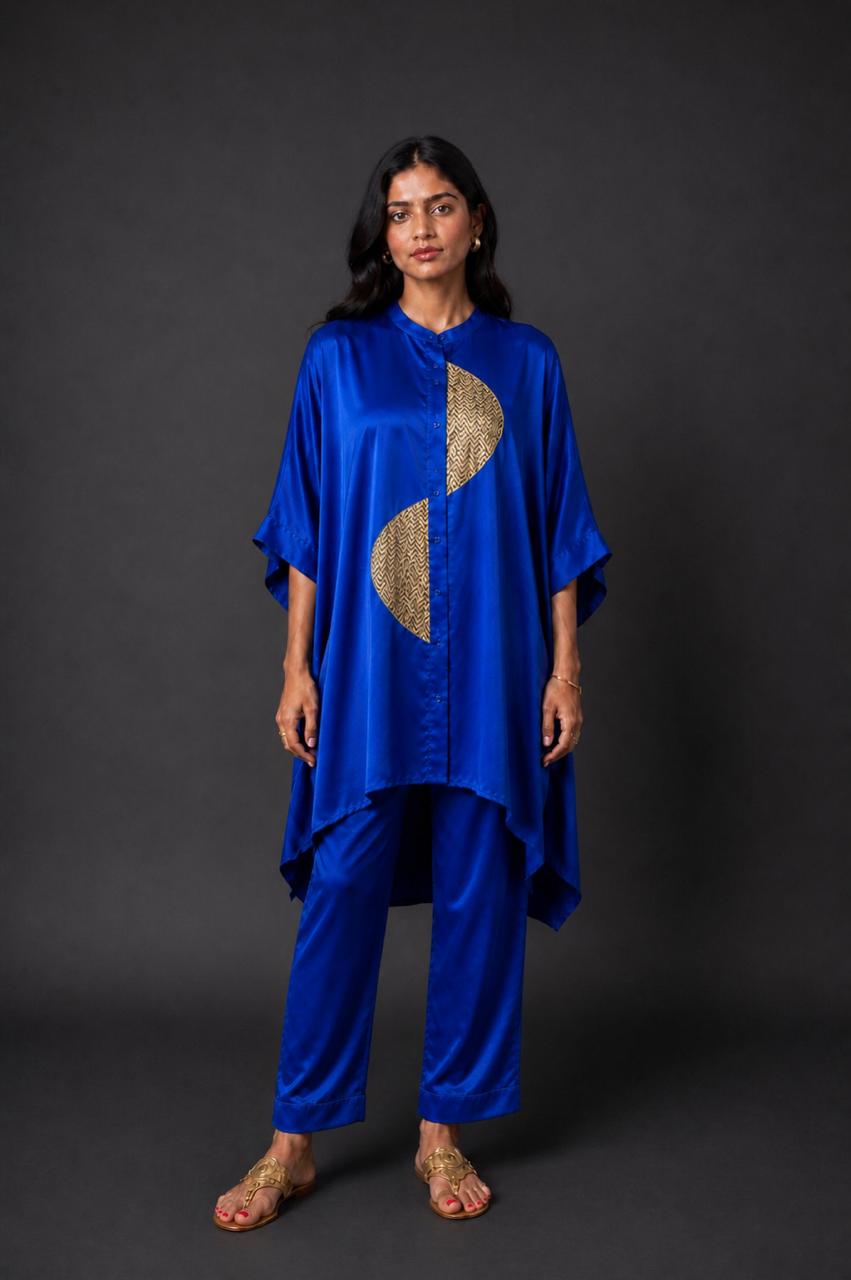 ZOHA ANTI  FIT SHIRT SET ROYAL BLUE  (SET OF TWO PCS)