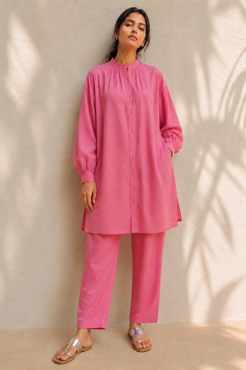 BASANT CO-ORD SET PINK (SET OF TWO PCS)