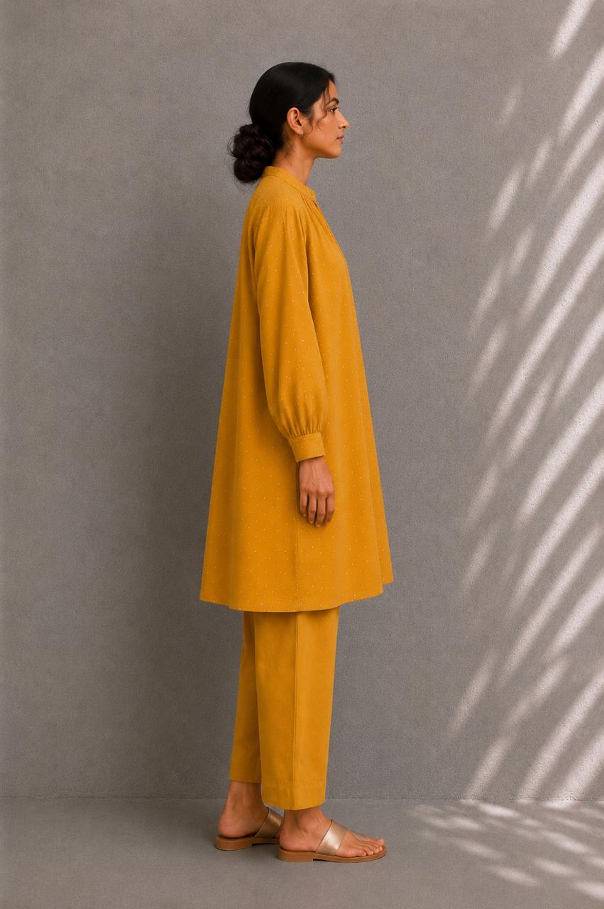 BASANTI CO-ORD SET MUSTARD YELLOW  (SET OF TWO PCS)