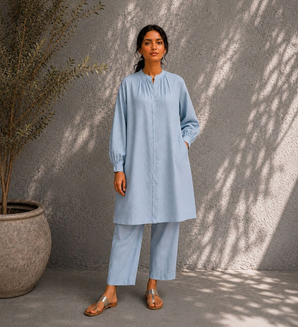BASANT CO-ORD SET ICE BLU (SET OF TWO PCS)