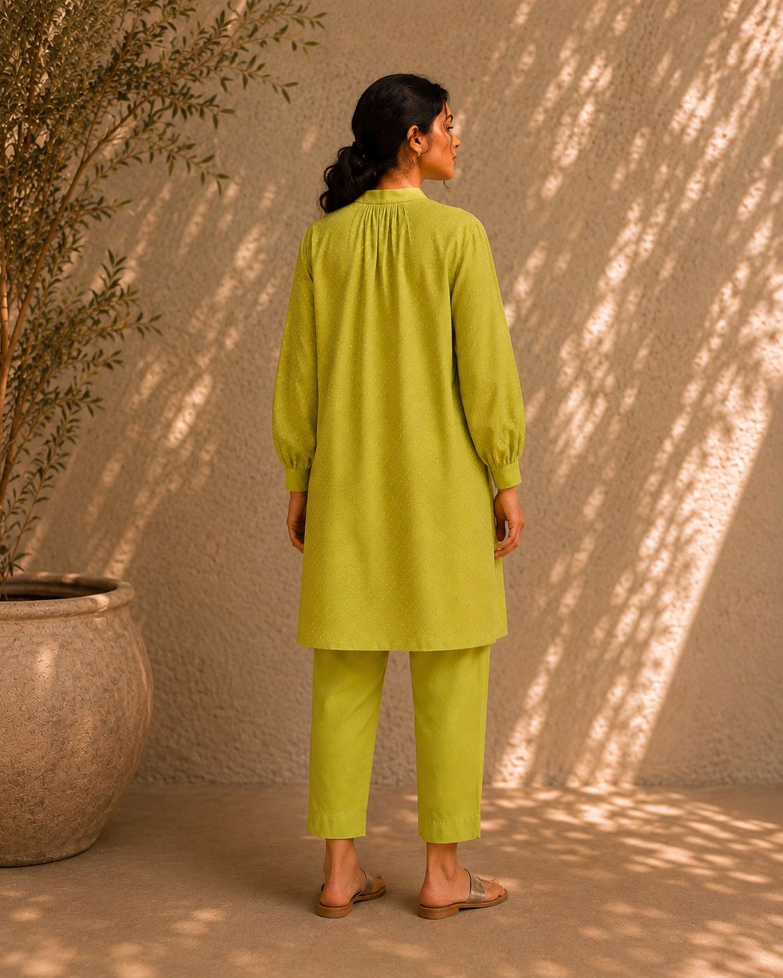 BASANT CO-ORD SET LIME GREEN (SET OF TWO PCS)