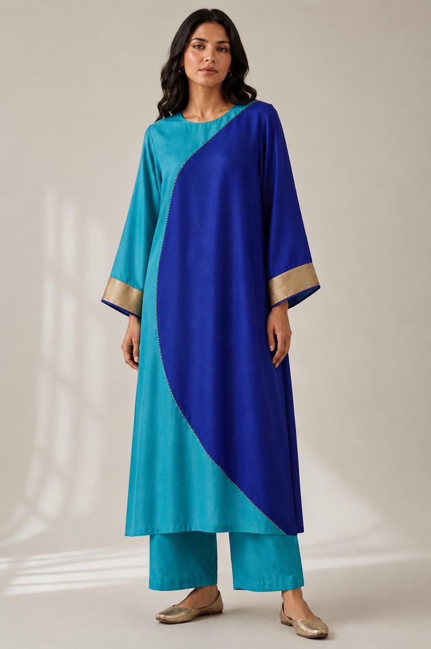 CHAAND KURTA SET TURQ & ROYAL BLUE (SET OF TWO)