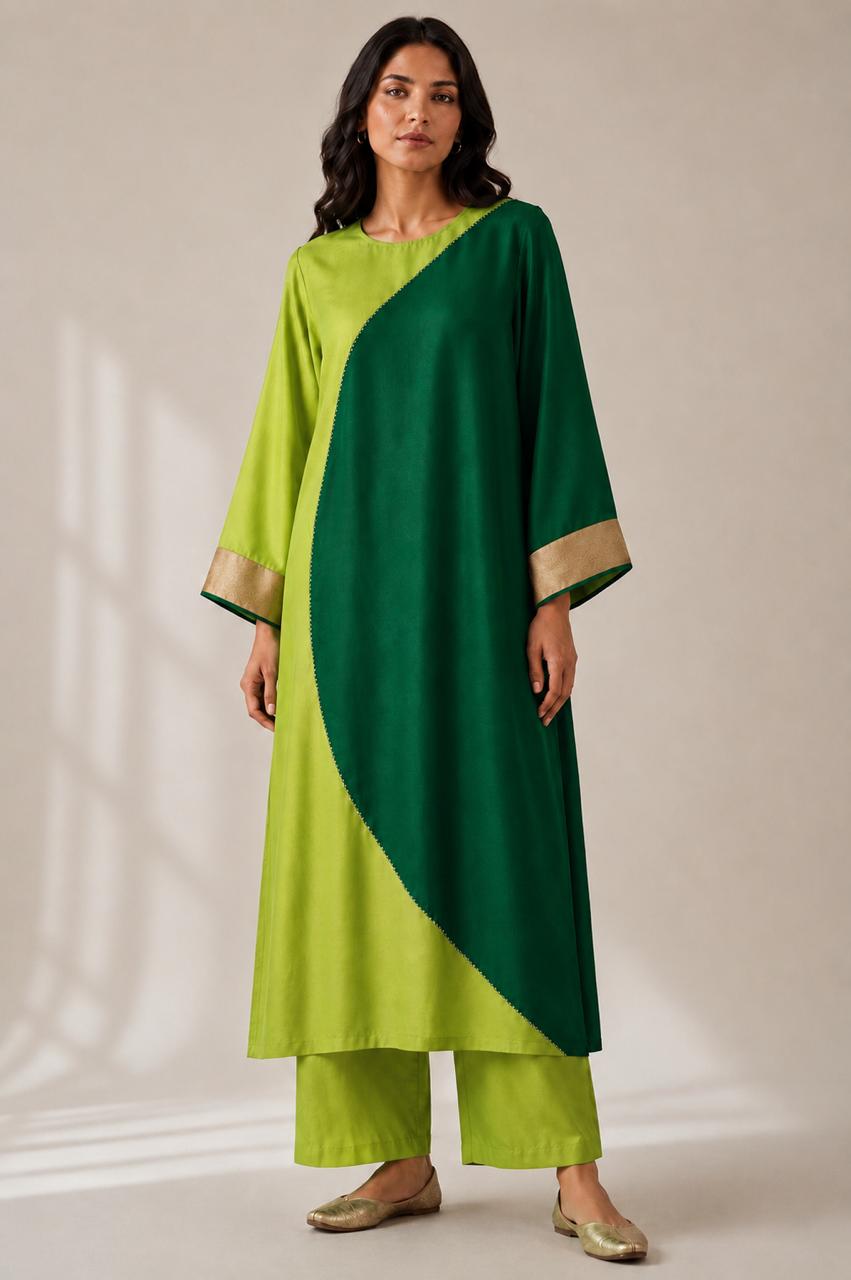 CHAAND KURTA SET LIME & EMERALD (SET OF TWO)