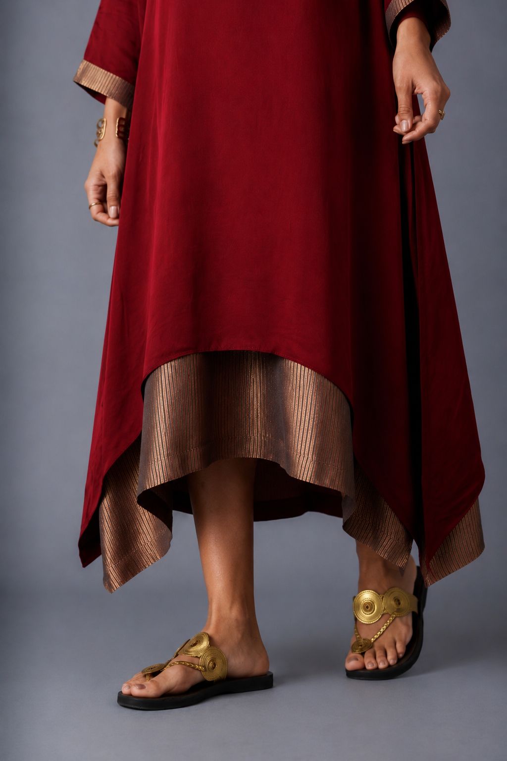 CHAMELI DRESS WITH SLEEVE MAROON