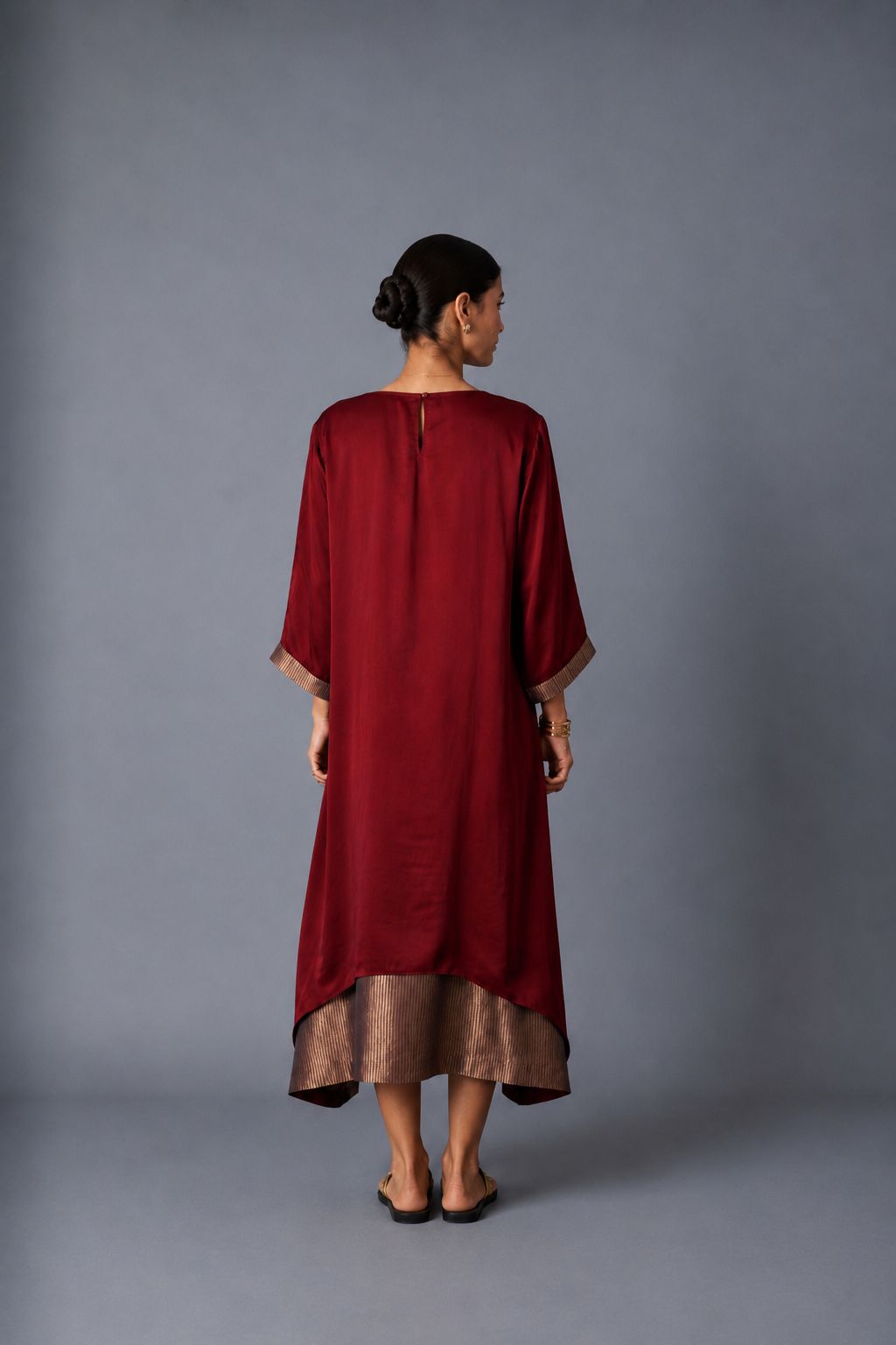 CHAMELI DRESS WITH SLEEVE MAROON