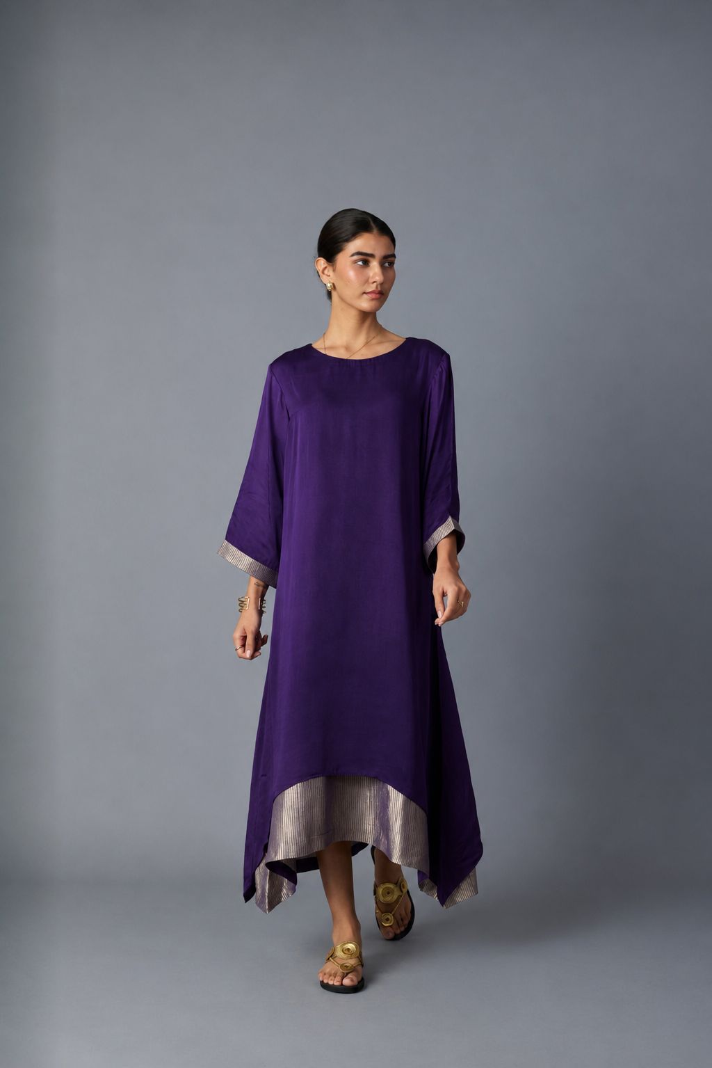 CHAMELI DRESS - PURPLE  (WITH SLEEVE)