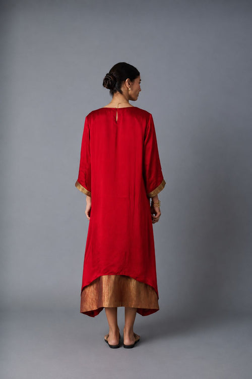 CHAMELI DRESS WITH SLEEVE RED