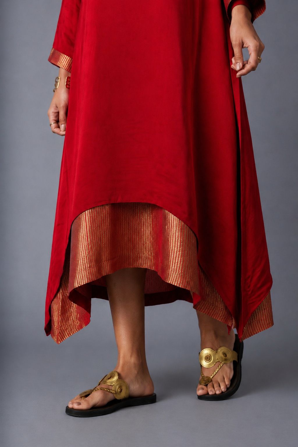CHAMELI DRESS WITH SLEEVE RED