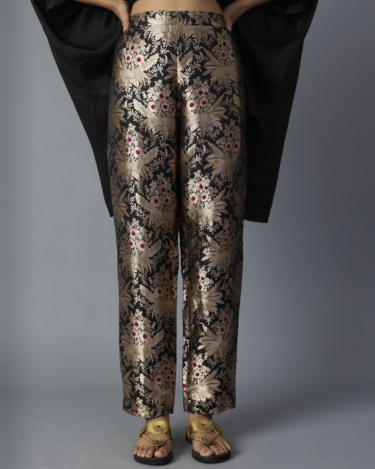 HAZARA BROCADE PANTS - BLACK