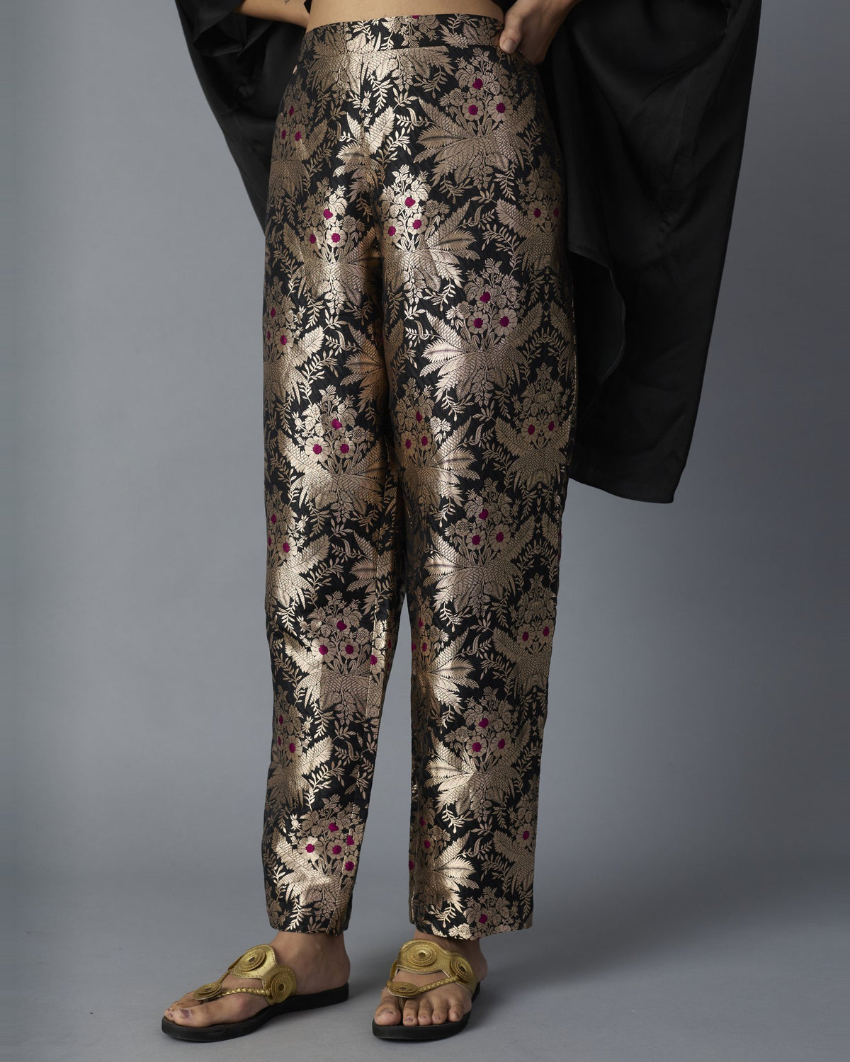 HAZARA BROCADE PANTS - BLACK