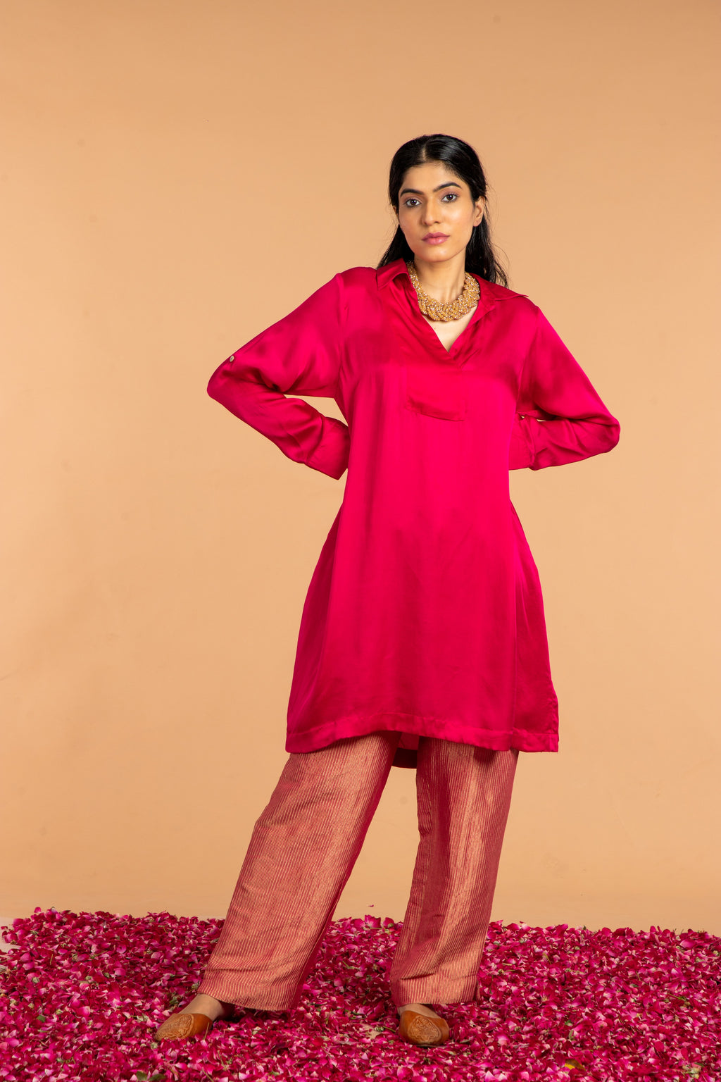 BASIC COLLARED KURTA-CO-ORD SET  (2PC SET)