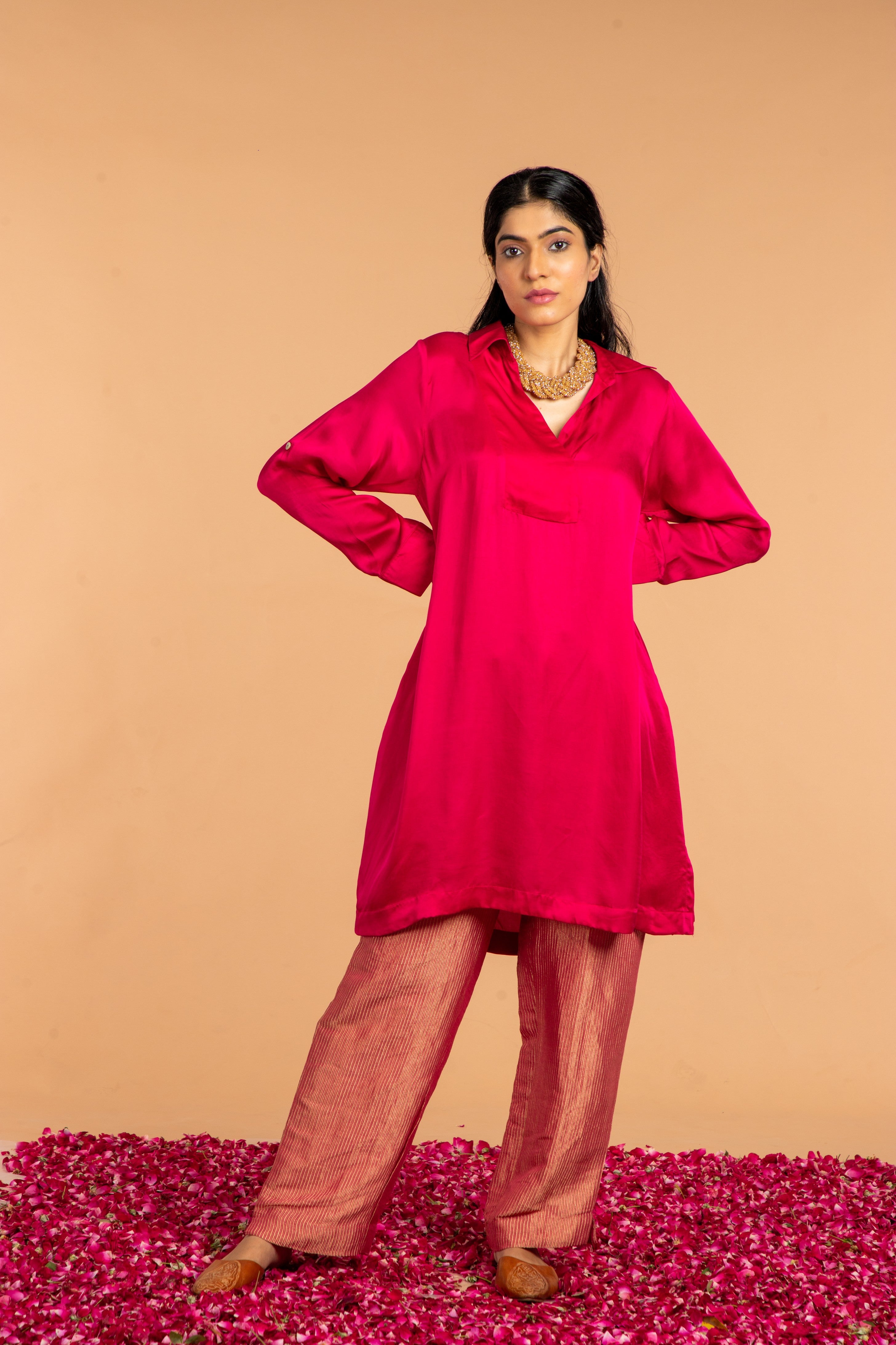 BASIC COLLARED KURTA-CO-ORD SET  (2PC SET)