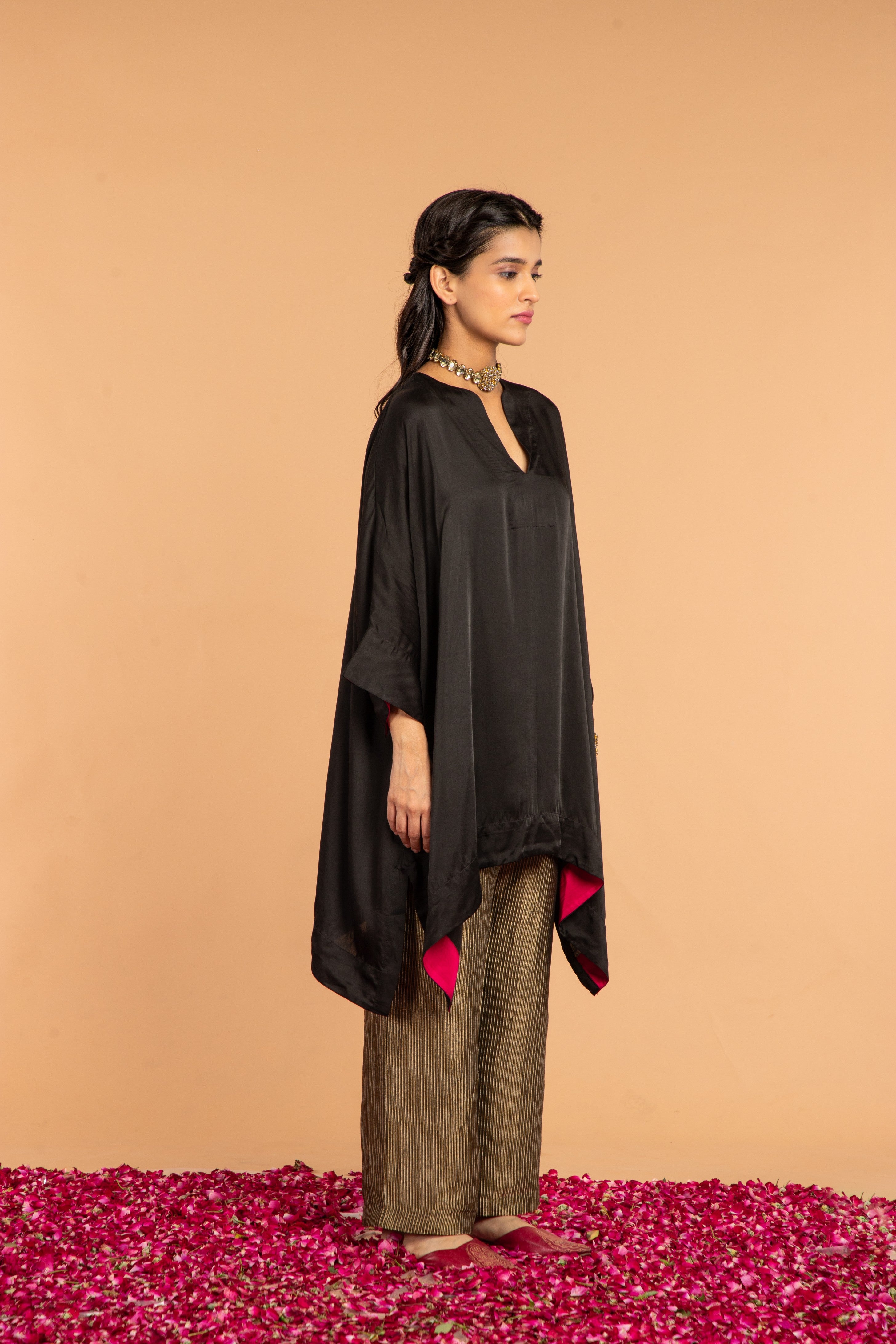 V- NECK SHORT TUNIC CO-ORD SET  (2PC SET)