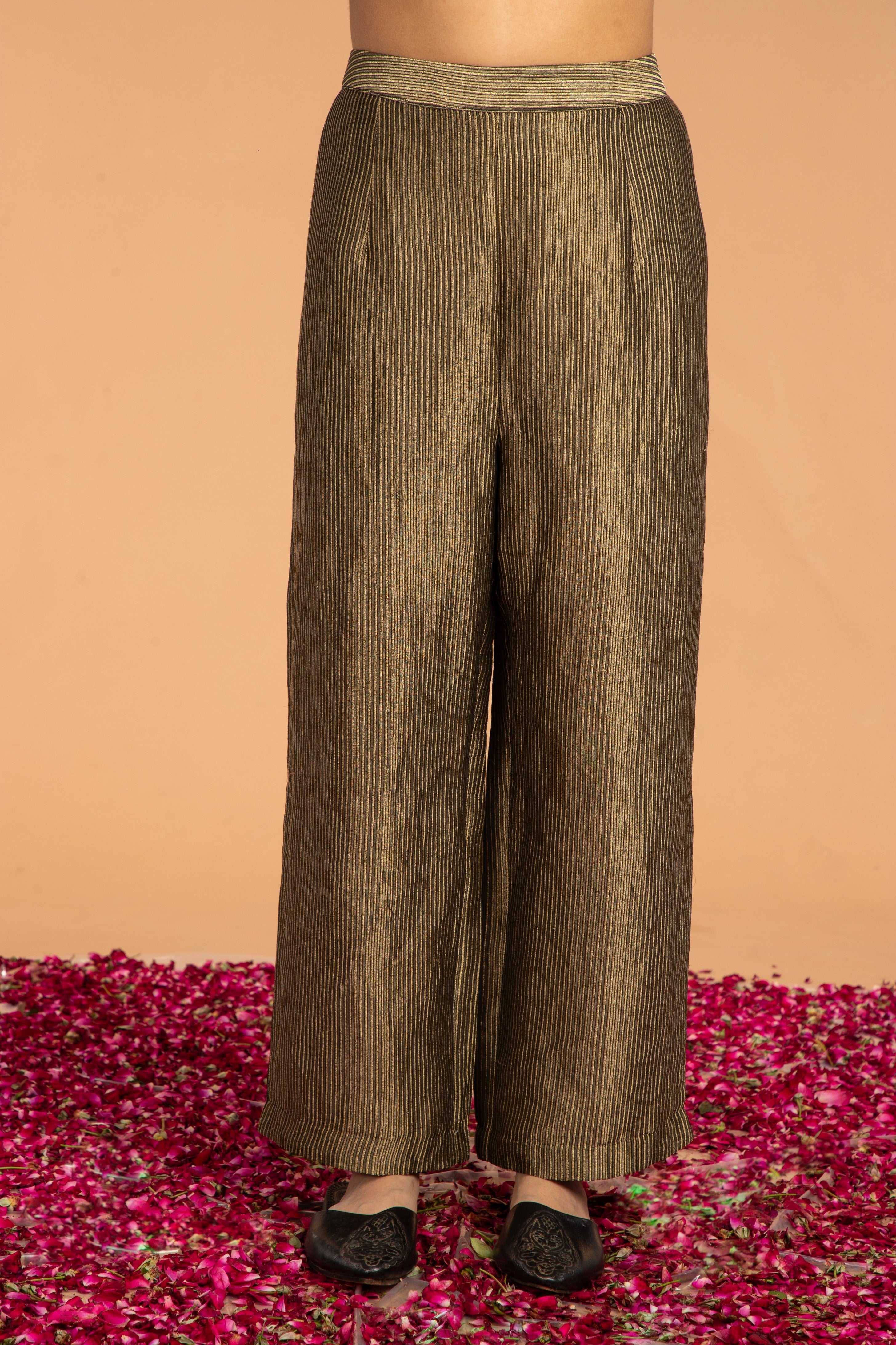STRIPED ZARI PANTS - BLACK
