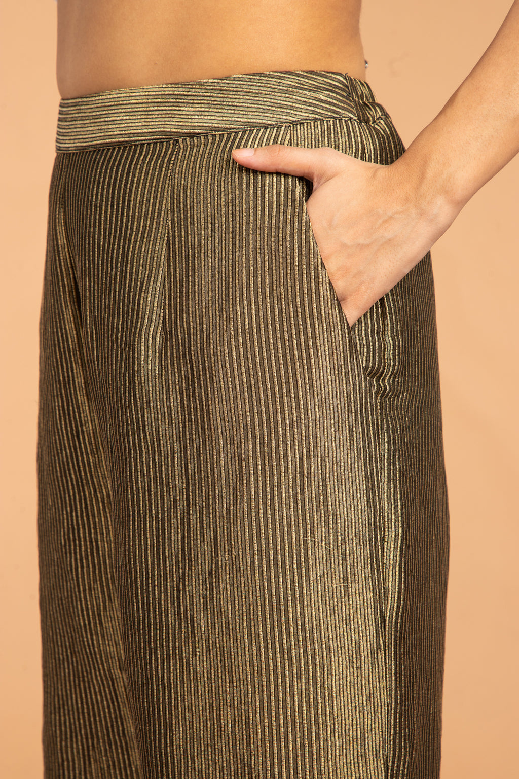 STRIPED ZARI PANTS - BLACK