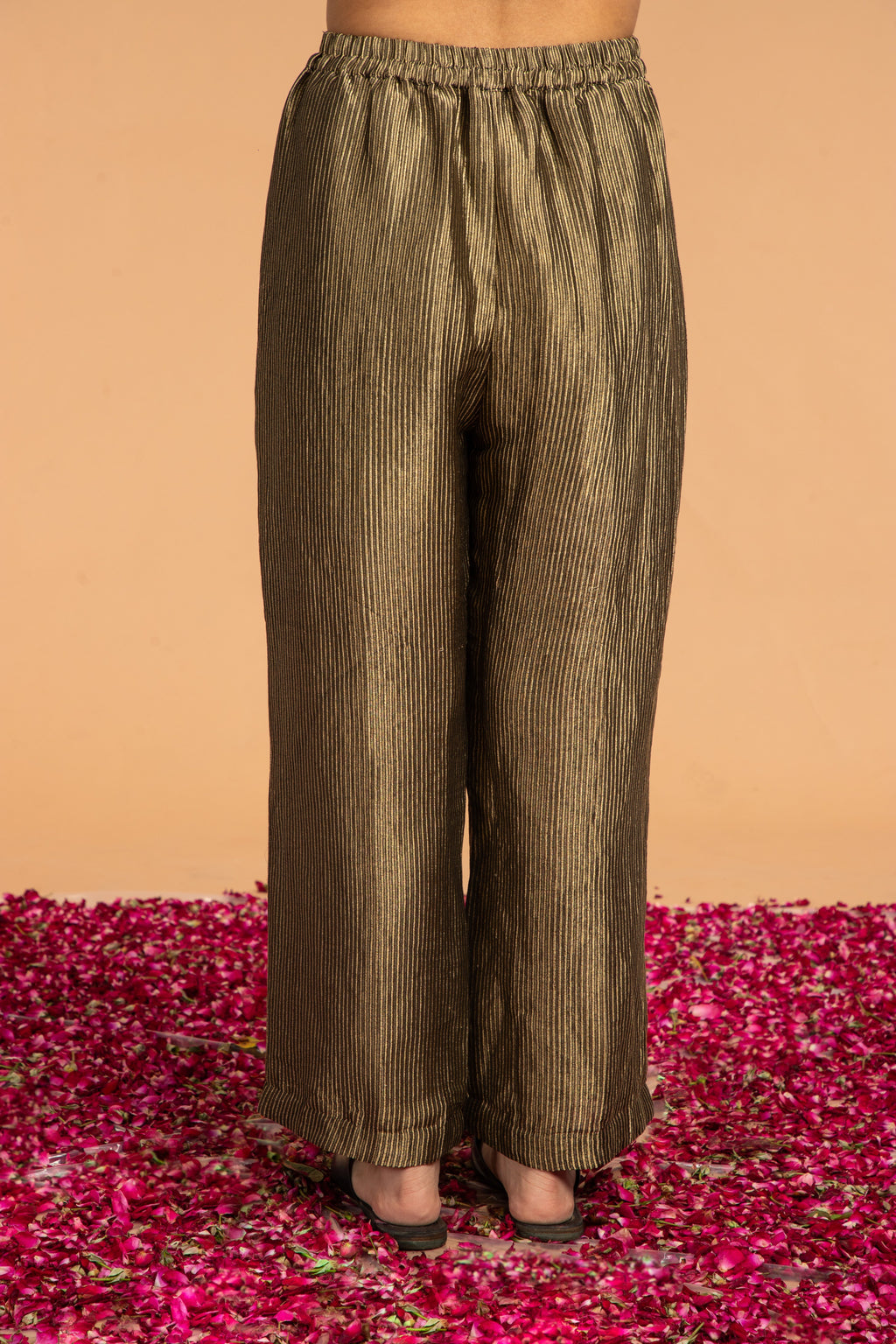 STRIPED ZARI PANTS - BLACK