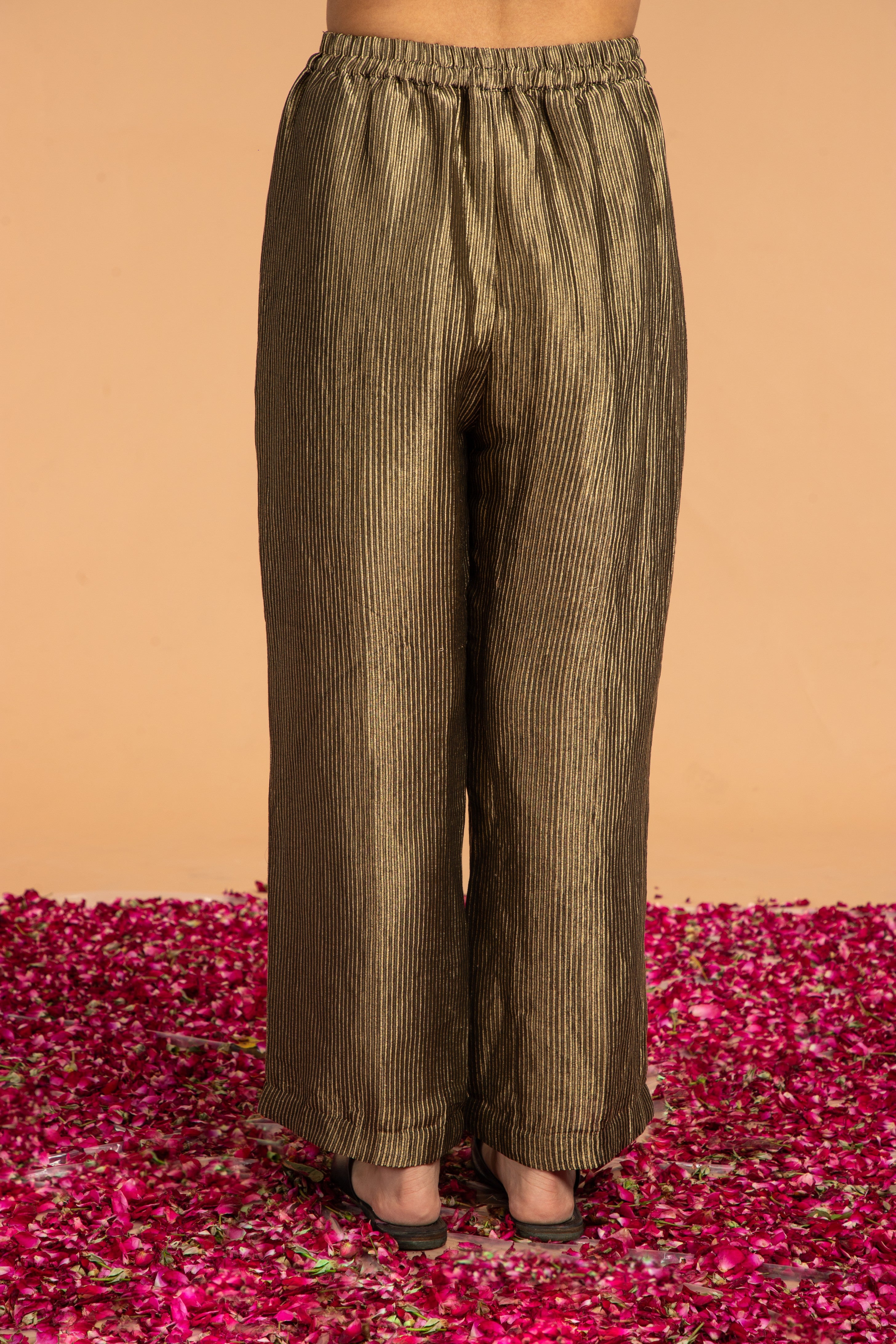 STRIPED ZARI PANTS - BLACK