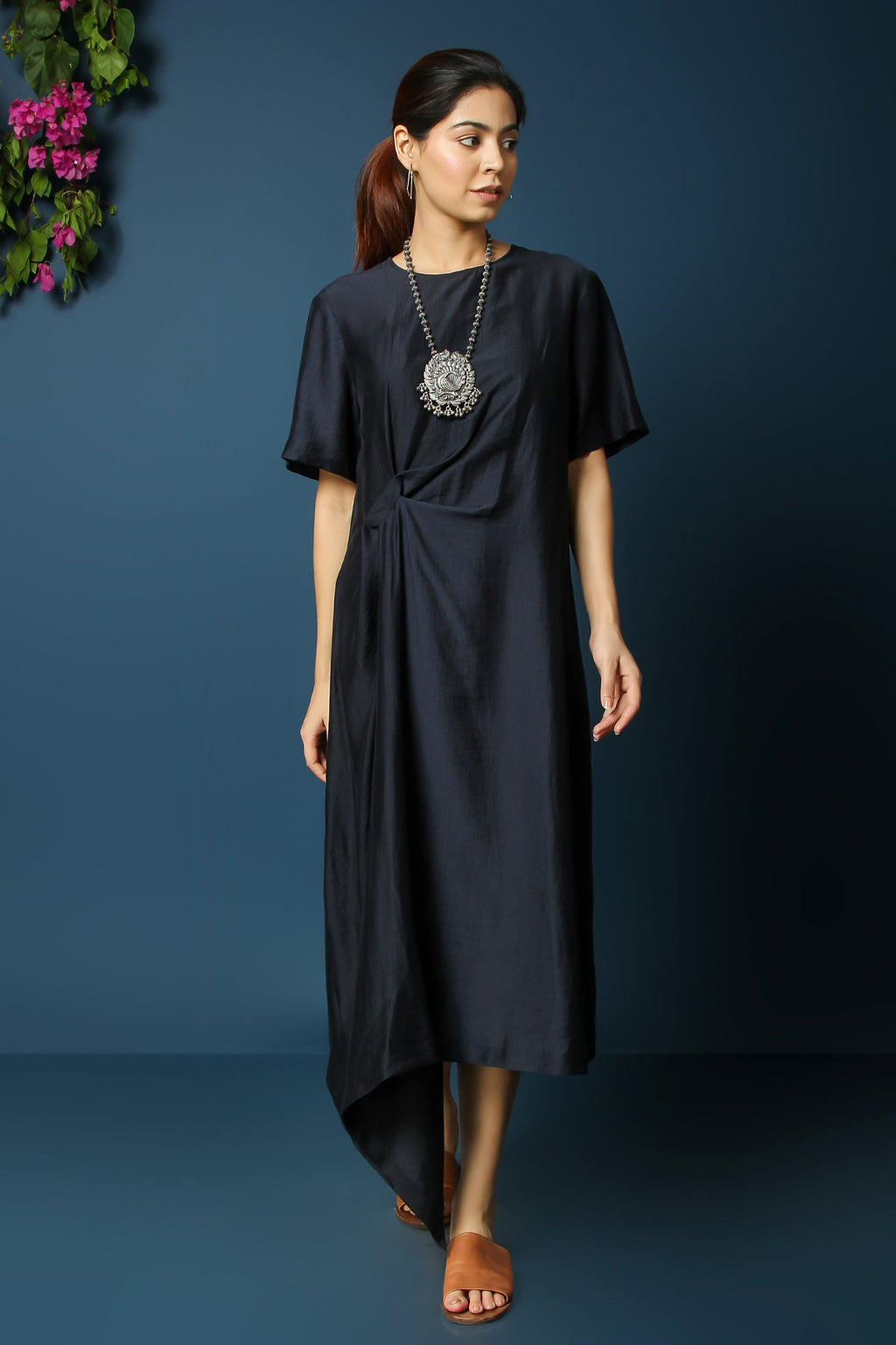 FRONT KNOT DRAPE DRESS