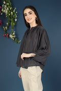 DOLMAN SLEEVE TOP-CHARCOAL