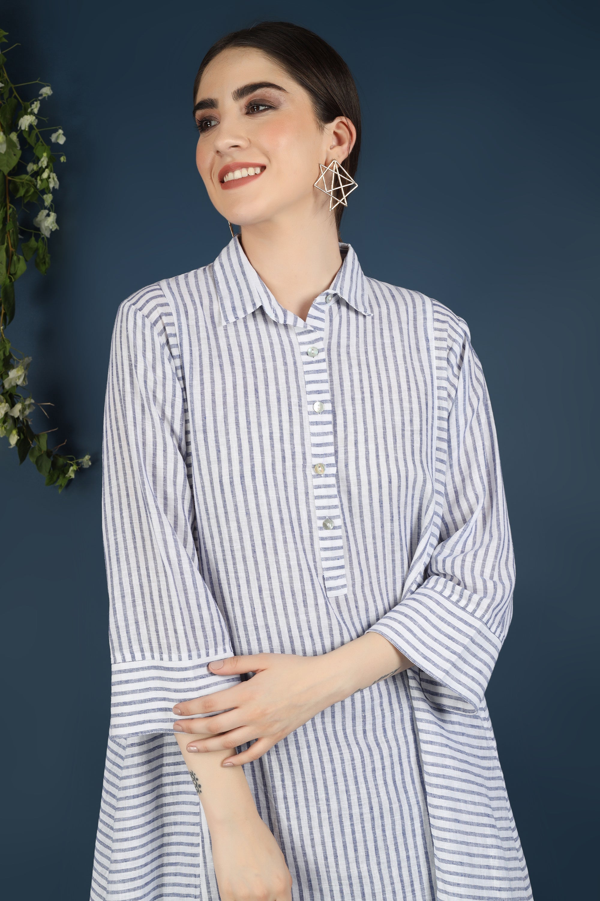 BLUE STRIPED KURTA CO-ORD SET