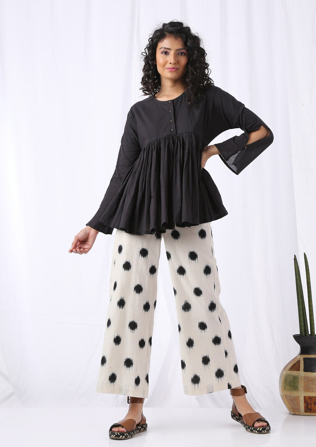 WIDE LEG IKAT POLKA PANTS
