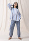 PLEATED STRIPED FLARE TOP