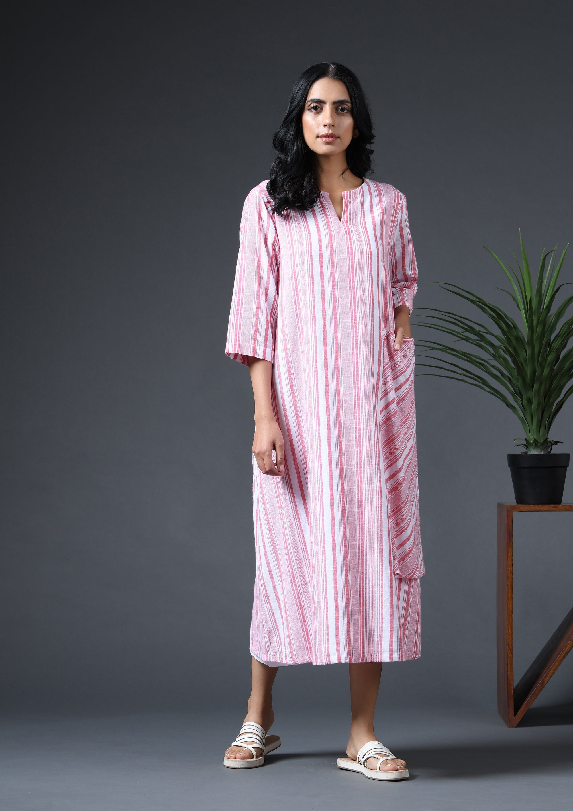 WRAPAROUND POCKET DRESS-TANGERINE
