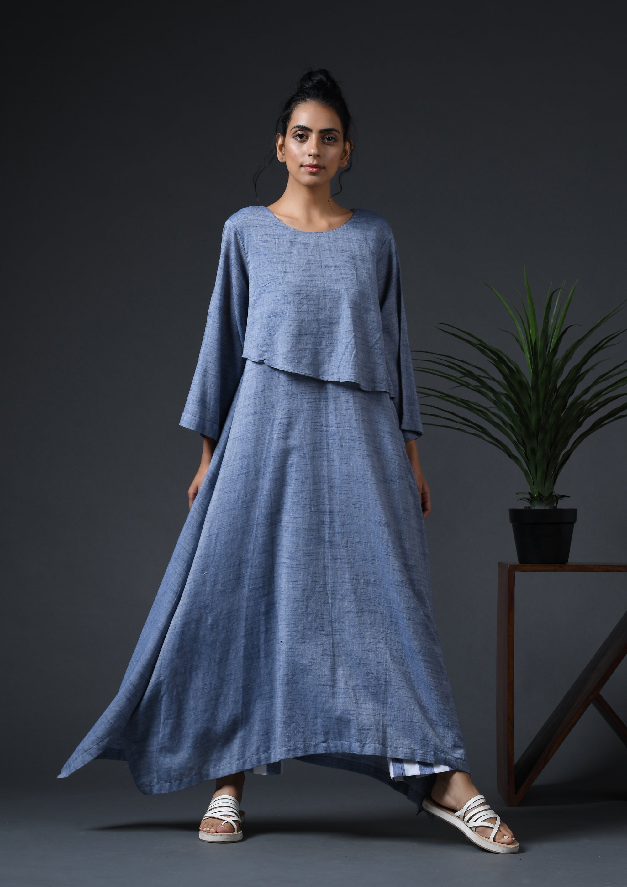 ASYMMETRICAL FLAP YOKE DRESS