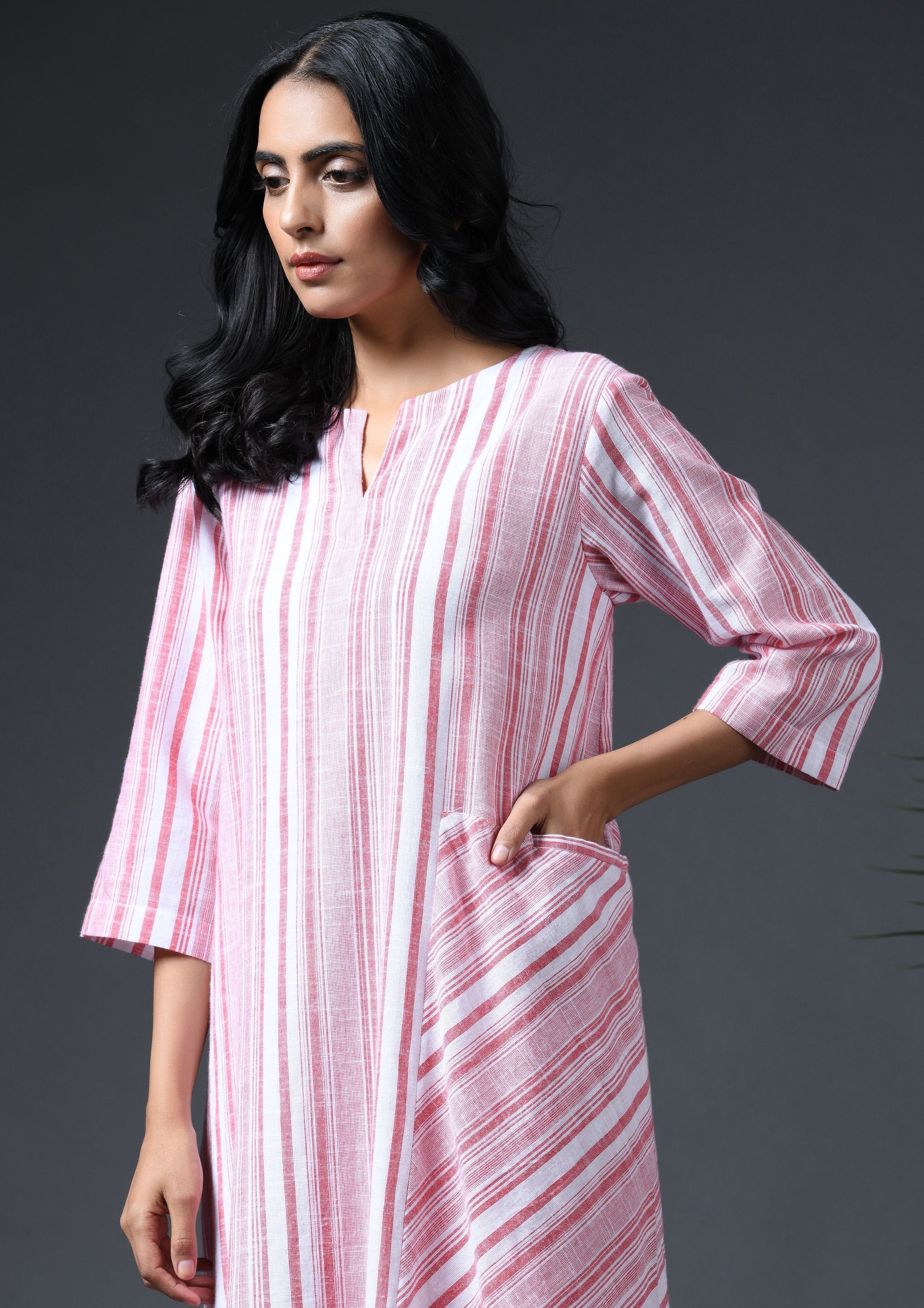 WRAPAROUND POCKET DRESS-TANGERINE