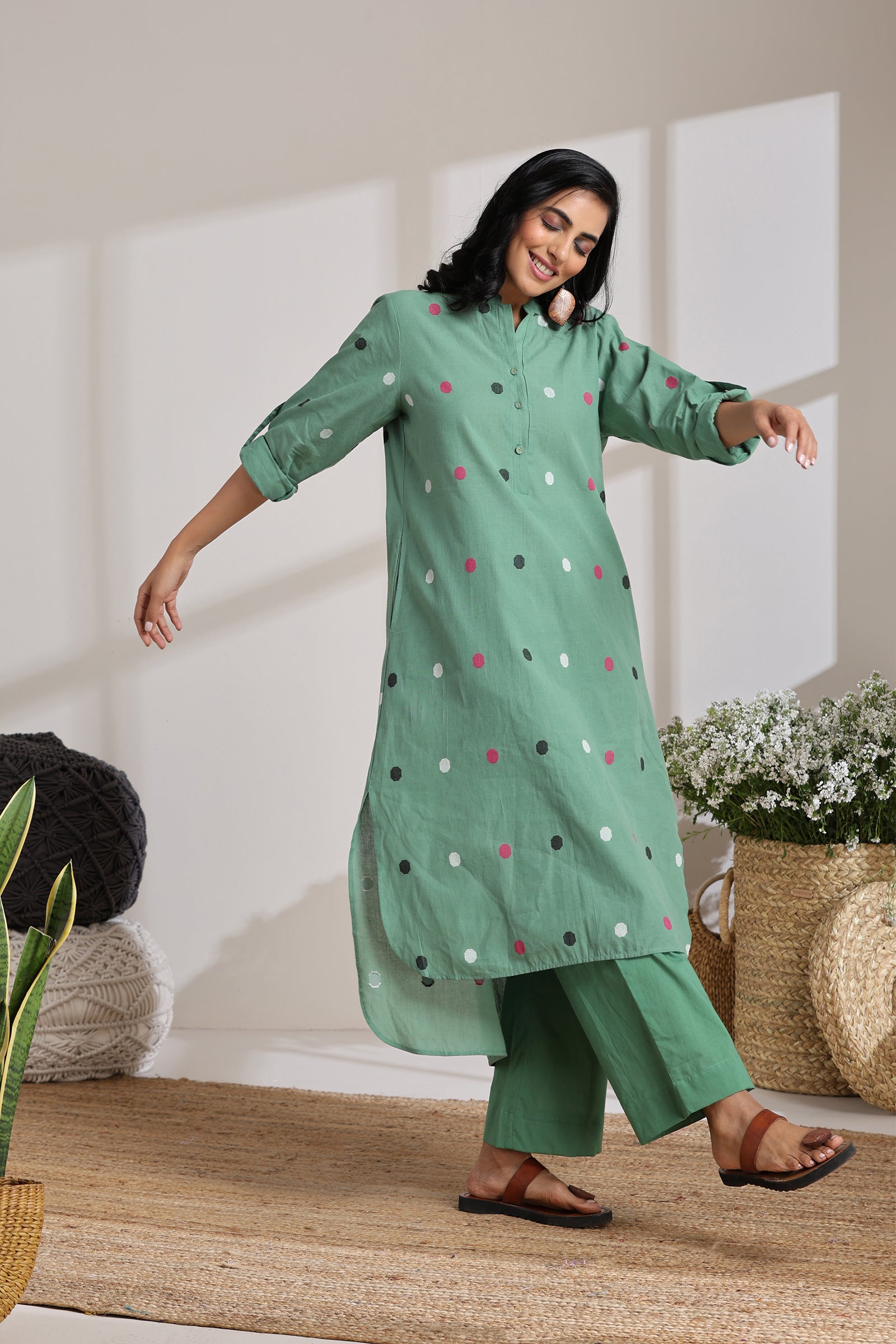 POLKA GREEN CO-ORD SET
