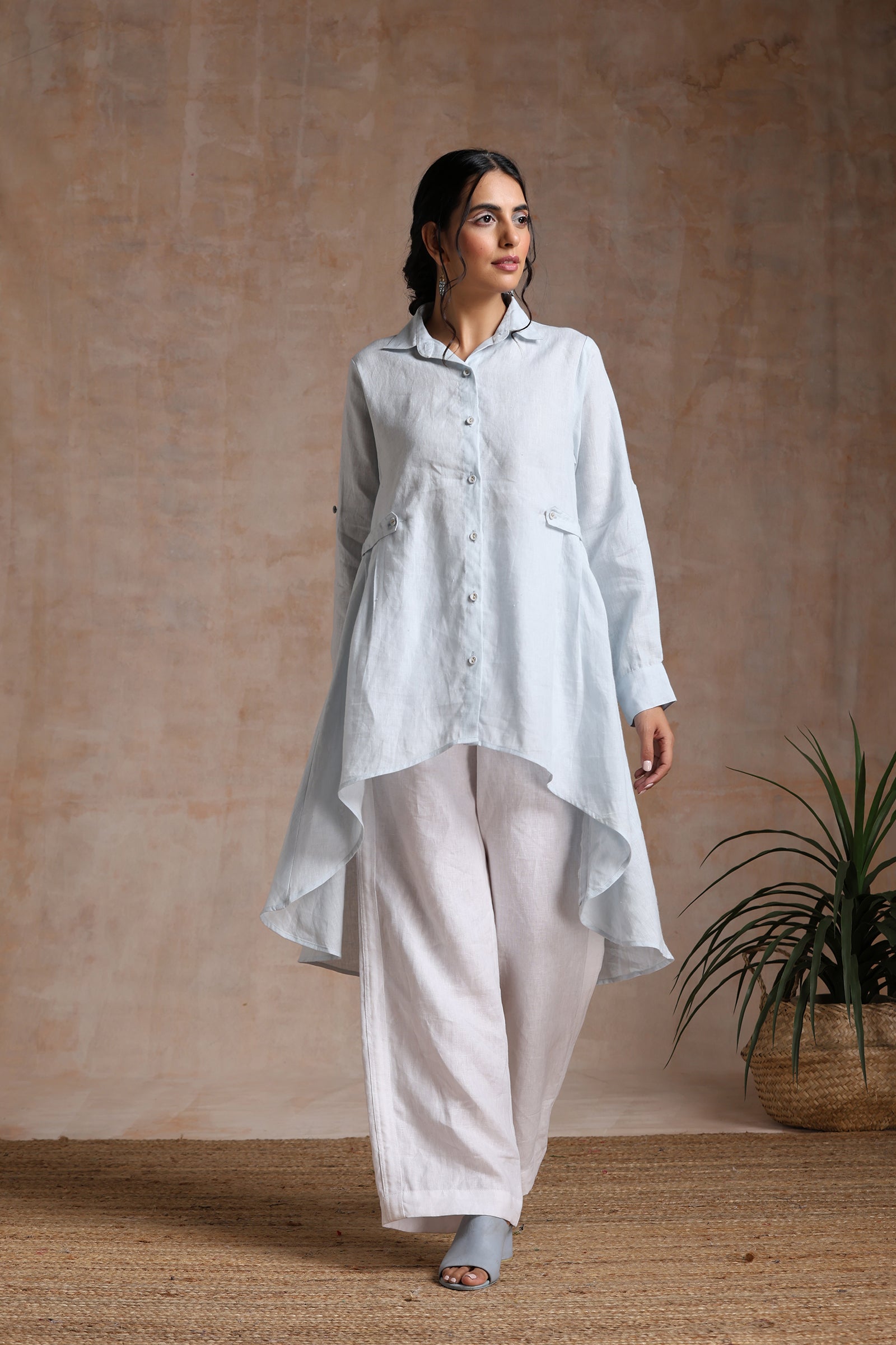 Universal Standard Dawn Linen Hi Low Tunic - White - Tops & blouses